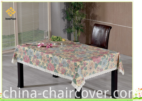 PVC Printed Embossing and Gold Patterns Tablecloth with Nonwoven Backing